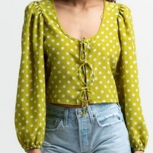 Levi's Sleeve Daisy Embry Tie Front Puff  Print Shirt M